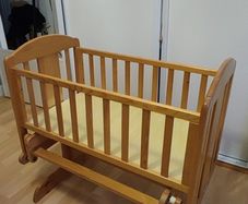 wooden baby crib (rocking cradle)