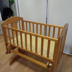 wooden baby crib (rocking cradle)