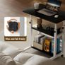 Adjustable Height Computer Desk with Wheels, C Shaped Laptop Table with 2 Shelves, Overbed Table for Bedroom, Sofa, Home Office, Living Room 60x37x60-90cm, Black Image 7