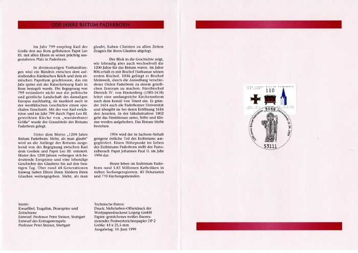 1999 Bundes Republic Deutschland (Germany) Federal Annual Stamp EFT Collection with 42 images of contents