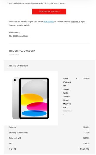 New Apple iPad (A16) Wi-Fi (unused) 2days new.