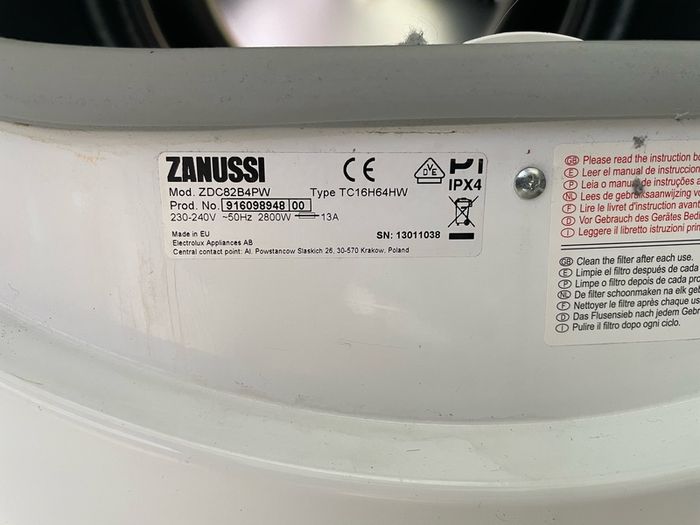 Zanussi condenser tumble dryer