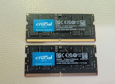 Crucial 48gb Kit (2x24gb) Ddr5-5600 Sodimm Ct24g56c46s5