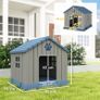 Dog Kennel Outdoor for Medium Dogs, Waterproof Plastic Dog House for Garden, Patio, 85 x 79 x 82 cm, Grey Image 3