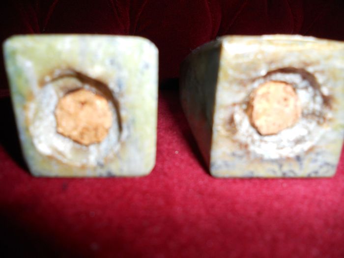 Antique 1950s Hand Carved "Connemara Marble" Salt & Pepper Dispencer's.