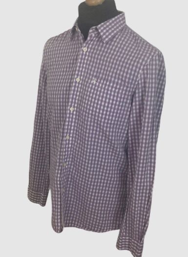 JACK WILLS Purple White Gingham Check Long Sleeve Cotton Shirt M includes postage