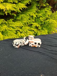 Duo cow ornaments figurines possible to post