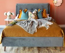 Dark Grey Velvet Double Bed Frame