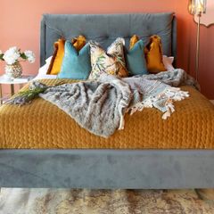 Dark Grey Velvet Double Bed Frame