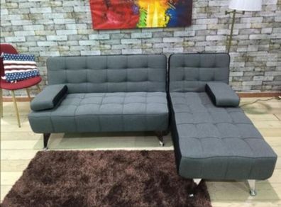 Dark Grey fabric Stylish Corner Sofa Bed with Chaise Longue