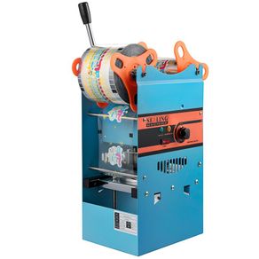 Commercial Manual Cup Sealing Machine, Carbon Steel and ABS Plastic Sealer Blue Milk Tea, 300-500 Cups/Hour Sealer Bubble Tea Milk Packaging, 27 x 27 x 65cm Cup Sealing Machine