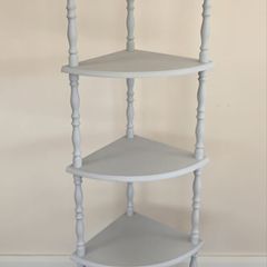 Upcycled Grey Corner Vintage Shelving Unit, 5 Tiers
