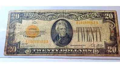 USA 1928 20 Dollars Gold Certificate Banknote Rare