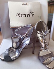 Silver Glitter High Heels Size 4