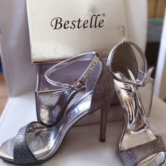 Silver Glitter High Heels Size 4