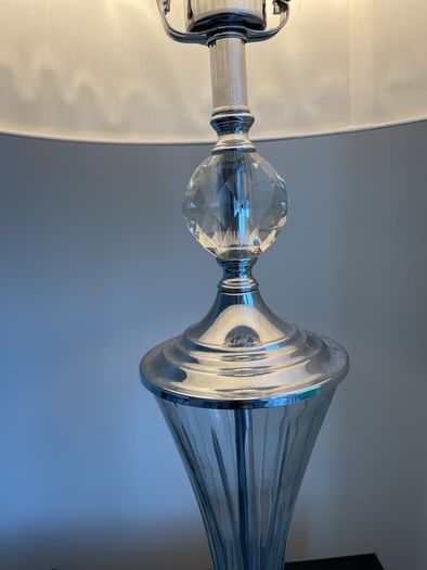 Tall silver and crystal lamp