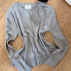 Zara Girls Grey Pearl Button Cardigan