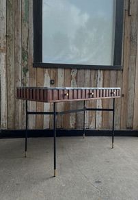 Console / desk table solid wood marble top