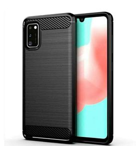 Shockproof Case For Samsung GALAXY A41 Carbon Fibre Effect Back Cover