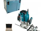 Makita RP1800XJ Router 1850W, 230V, 12pcs Bit Set, Carrying Case + Accessories