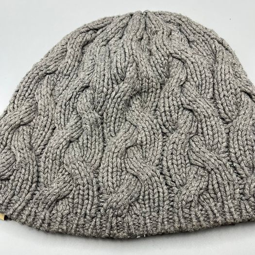 Ugg Australia Grey Beanie Hat Cable Knit  - One Size - Cotton and Silk Blend