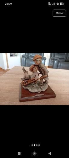 Original Italian Giuseppe Armani Capodimonte Figurine Two Children with Wheelbarrow