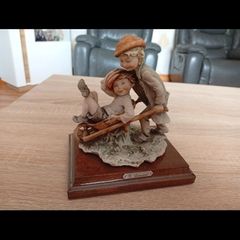 Original Italian Giuseppe Armani Capodimonte Figurine Two Children with Wheelbarrow