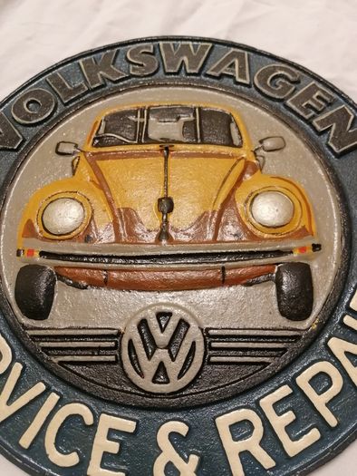Cast Iron Hand-Painted Wall Volkswagen Crest
