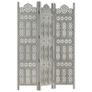 Hand carved 3-Panel Room Divider Grey 120x165 cm Solid Mango Wood Image 9