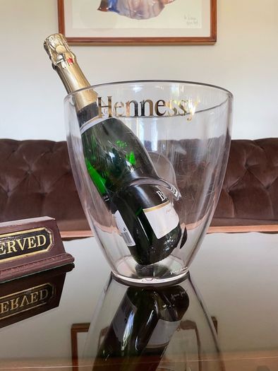 Large Designer Hennessy Transparent Durable Ice Bucket with Gilt Script