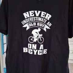 Never Underestimate An Old Guy on a Bicycle Mens Black Cotton T-Shirt