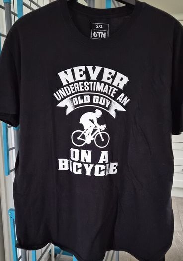 Never Underestimate An Old Guy on a Bicycle Mens Black Cotton T-Shirt