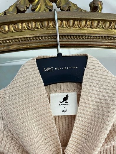 Kangol x H&M Cream Ribbed Knit Turtle Neck Sweater XS