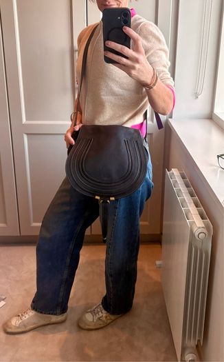 Authentic Chloe Marcie black lambskin leather bag