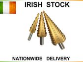 3Pcs Large HSS Steel Step Cone Drill Titanium Bit Set Hole 4-12/4-20/4-32mm