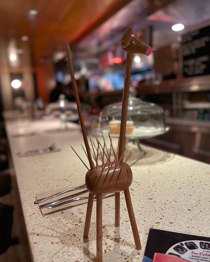 Danish mid century giraffe ornament collectible table toothpick holder