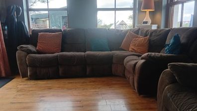 Corner sofa and recliner armchair