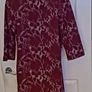 Wine and White Floral Embellished Shift Dress from Vegas Collection Large Image 4