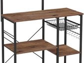 Standing Kitchen Shelf with Metal Basket and 6 S-Hooks and Shelves
