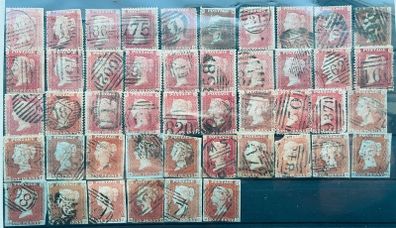 Great Britain 1841-1879 Queen Victoria 1d Penny red 46 stamps lot
