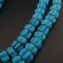 Antique African Style Turqouise Blue Melon Shape Glass Beads Necklace Strand 26 in long Image 7