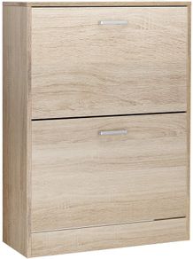 _Shoe Cabinet with 2 Fold-Out Draws - White Pull-Down Shoe Organizer / Adjustable Shoe Cabinet for 12 Pairs of Ladies Shoes or 8 Pairs of Men's Shoes - For Narrow Hallways