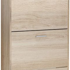 _Shoe Cabinet with 2 Fold-Out Draws - White Pull-Down Shoe Organizer / Adjustable Shoe Cabinet for 12 Pairs of Ladies Shoes or 8 Pairs of Men's Shoes - For Narrow Hallways