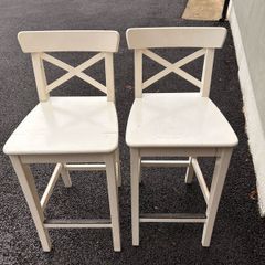 Pair of IKEA INGOLF White Bar Stools