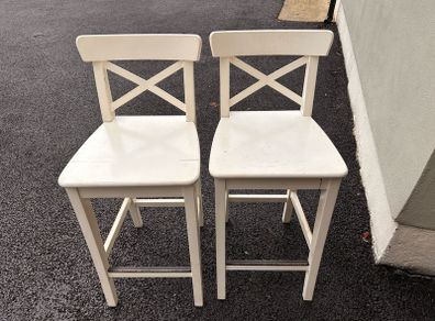 Pair of IKEA INGOLF White Bar Stools