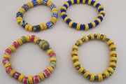 Vintage Lot of 4 Mix Yellow African &amp; Trade Glass Beads Bracelet