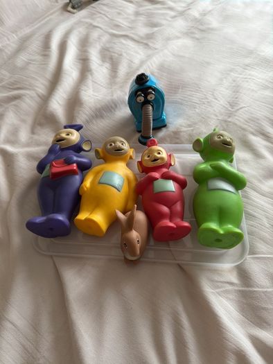 Vintage Teletubbies Figures Set of 4 with Noo Noo and Rabbit 1990s Toys