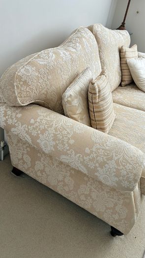 Gold and Cream 3 Seater Sofa