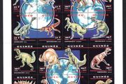1993 Guinea Prehistoric Animals Dinosaurs Commemorative Stamps Sheetlet Used