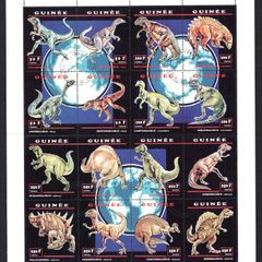 1993 Guinea Prehistoric Animals Dinosaurs Commemorative Stamps Sheetlet Used
